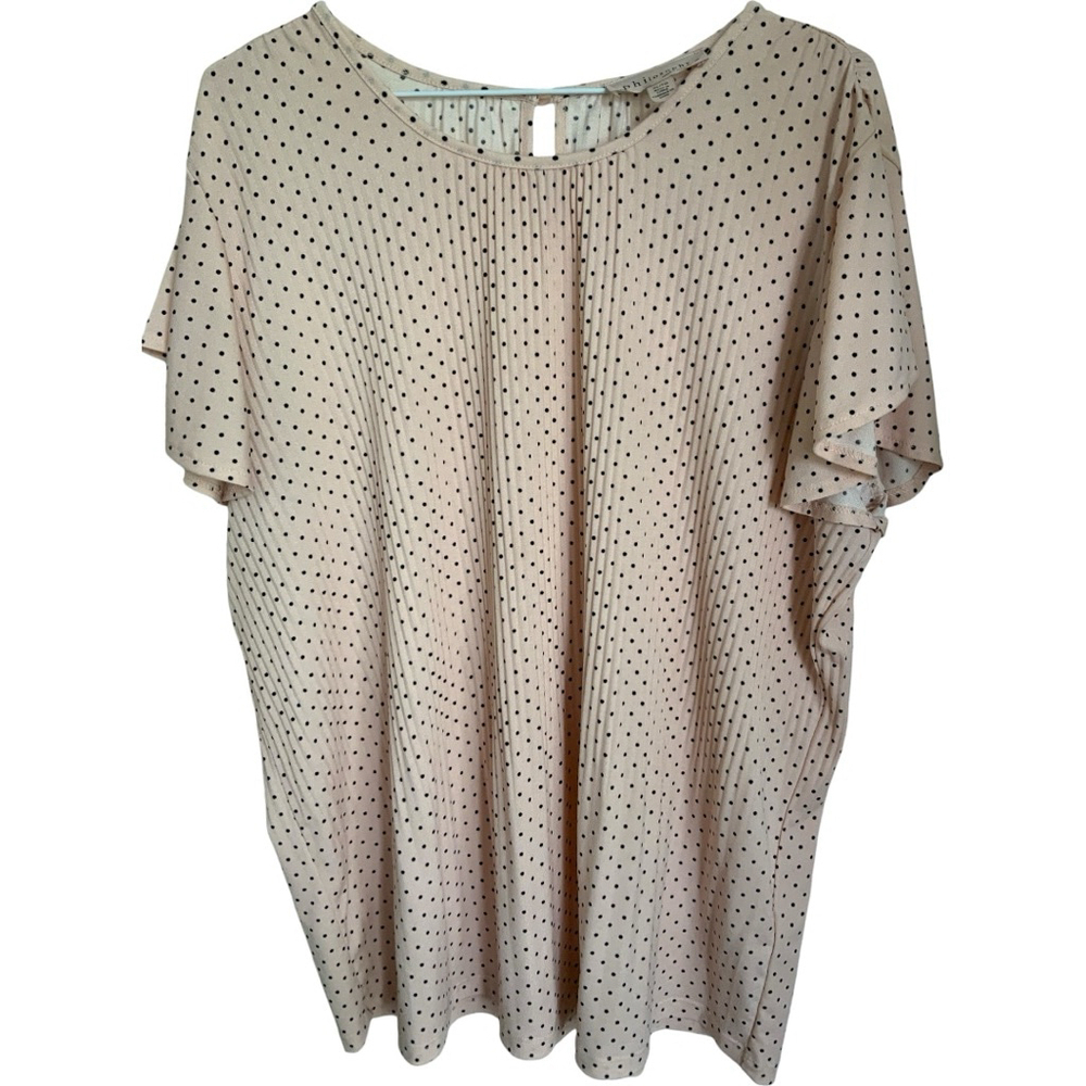 Philosophy Blouse Flutter Sleeve XL Blush Pink Black - Picture 2 of 7